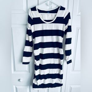 Long-sleeve Striped Maternity Dress